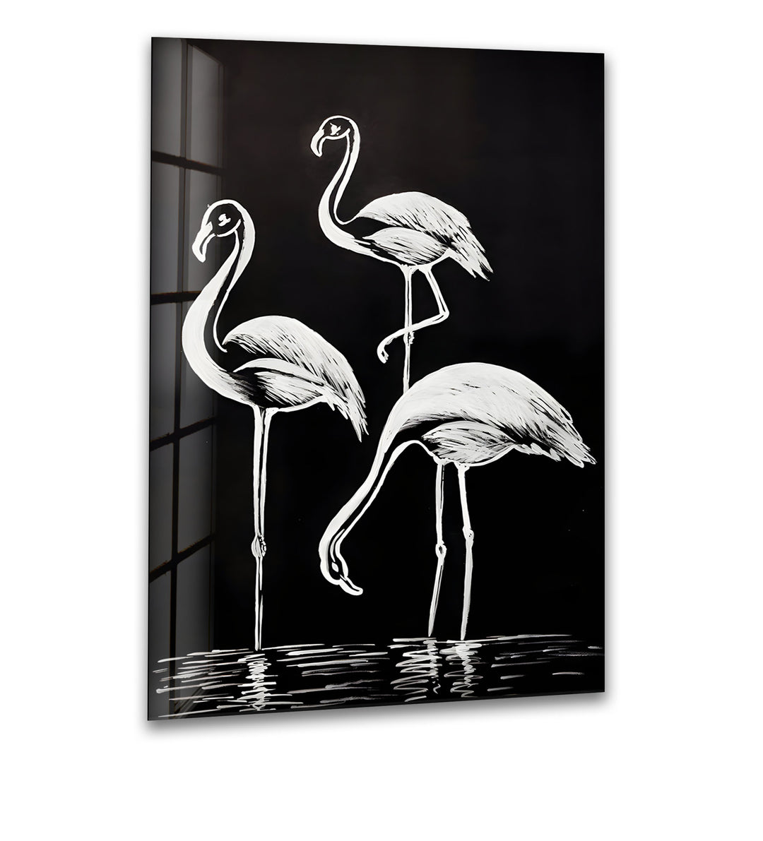 Elegant Flamingos – Black & White Minimalist Wall Art