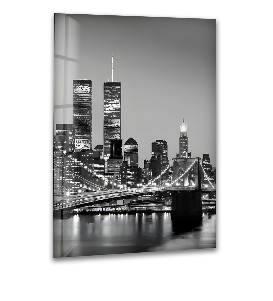 Brooklyn Bridge & Manhattan Skyline – Black & White Cityscape Wall Art