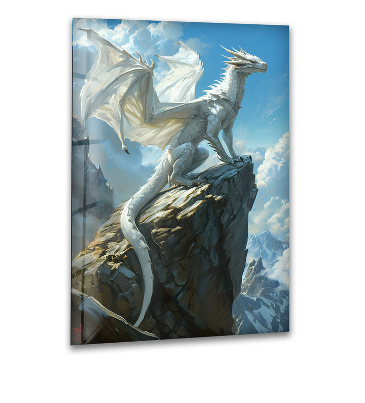 Majestic White Dragon soaring over snowy mountains. 🌨️ A powerful and mystical piece that will elevate your space.
