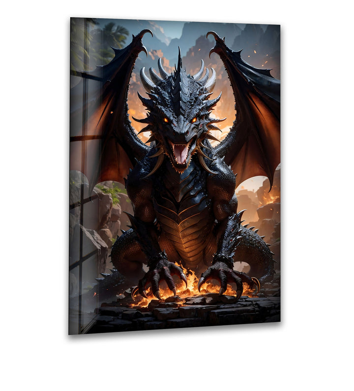 Inferno Dragon: A mighty dragon roaring amidst the flames in a fiery masterpiece.
