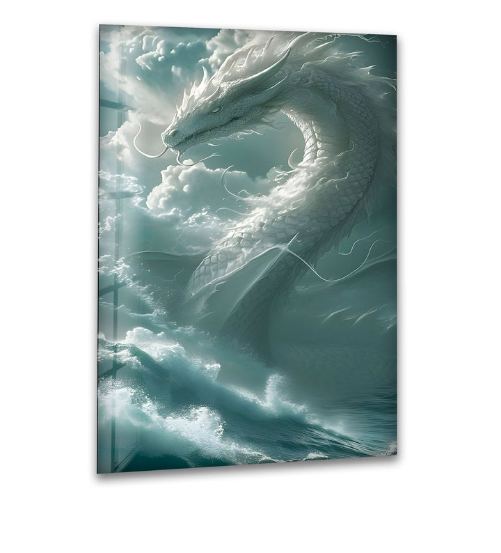 Majestic cloud dragon soaring gracefully through a sea of clouds, evoking wonder.
