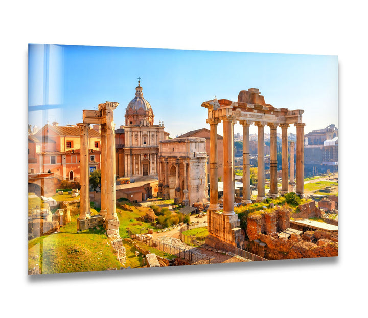 Roman Forum Glass Wall Art – Iconic Ancient Ruins with Historic Roman Architecture