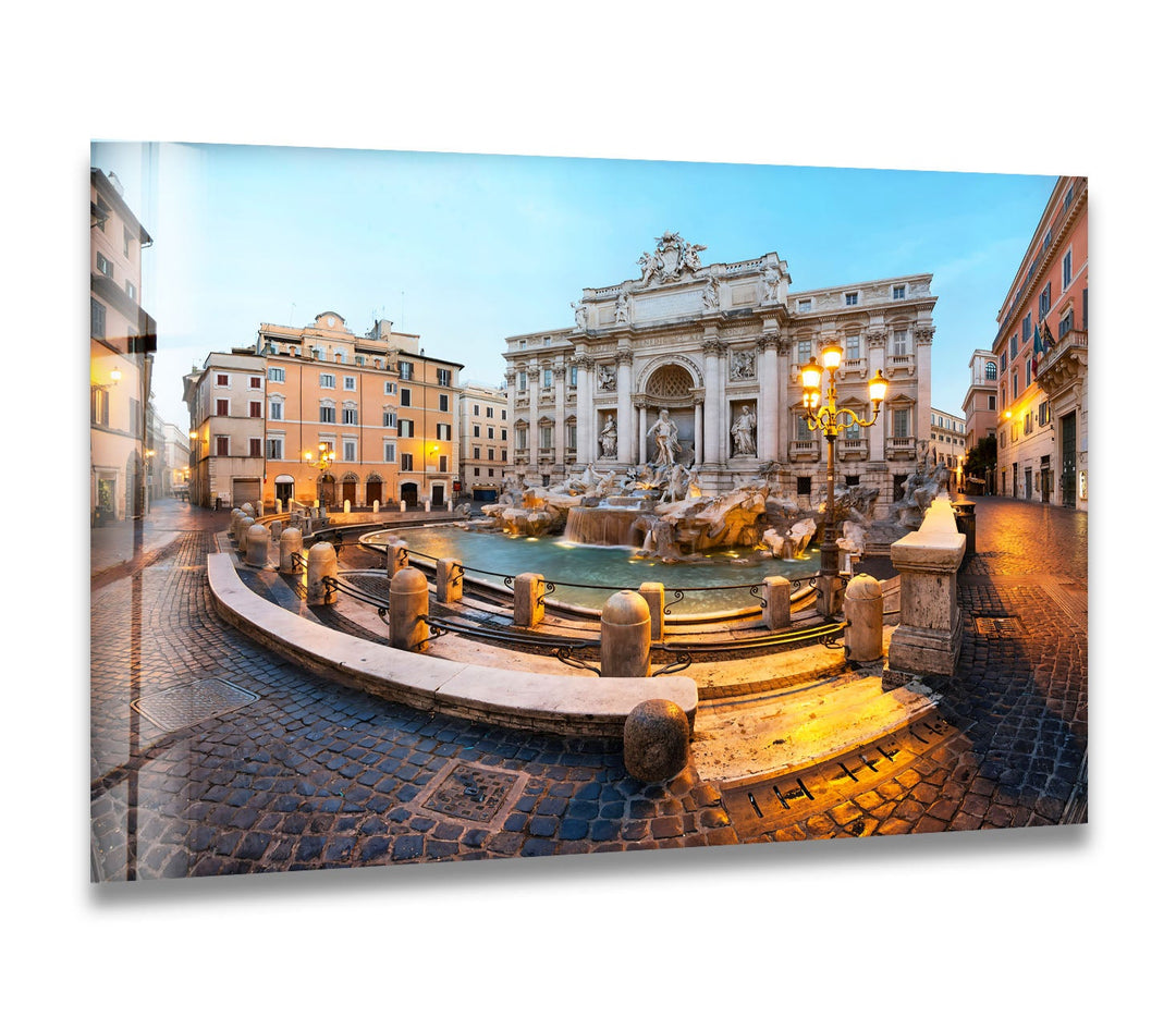 Trevi Fountain Glass Wall Art – Iconic Rome Landmark