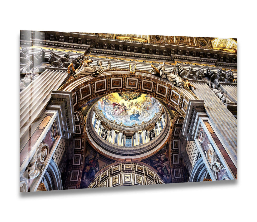 St. Peter’s Basilica Glass Wall Art – Vatican Ceiling Architecture