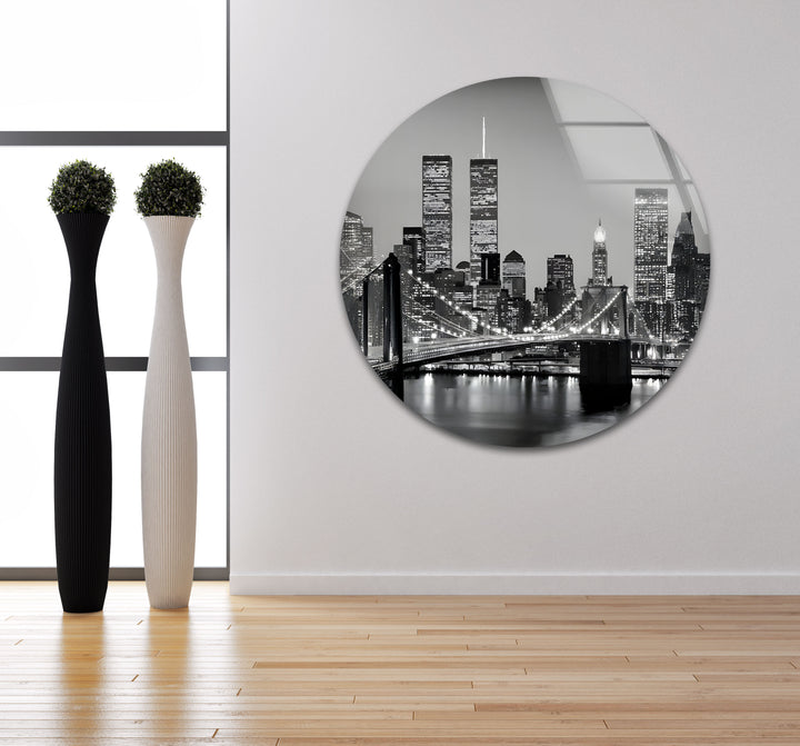 Brooklyn Bridge & Manhattan Skyline – Black & White Cityscape Wall Art