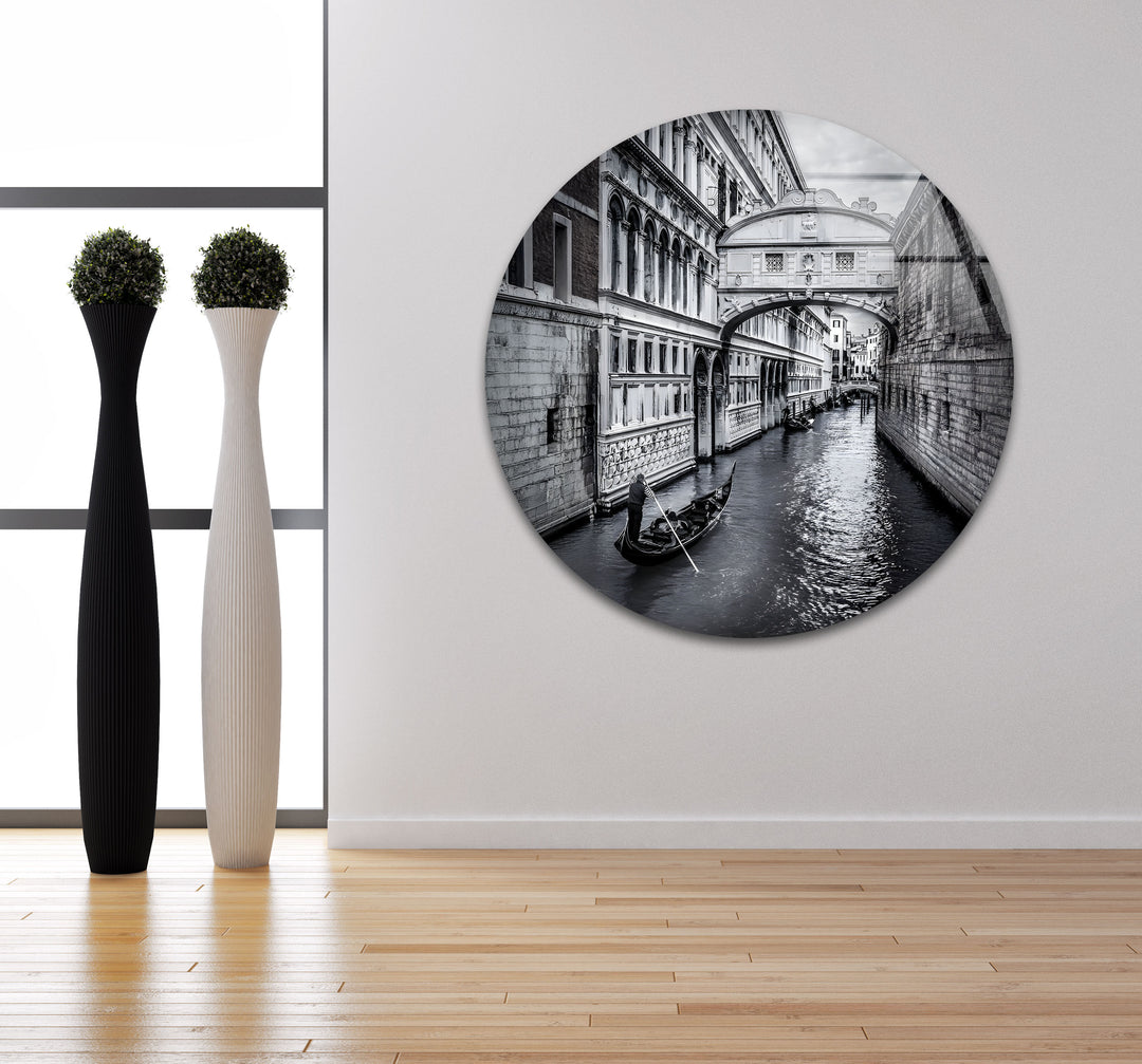 Venice Gondola Ride – Black & White Bridge of Sighs Wall Art