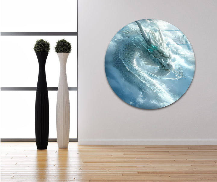 White Dragon: A stunning white dragon with soft clouds, adding elegance to your home.
