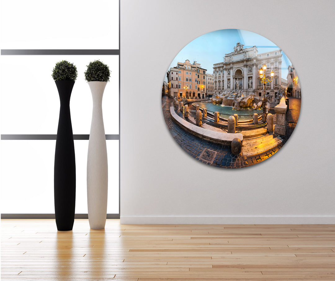 Trevi Fountain Glass Wall Art – Iconic Rome Landmark