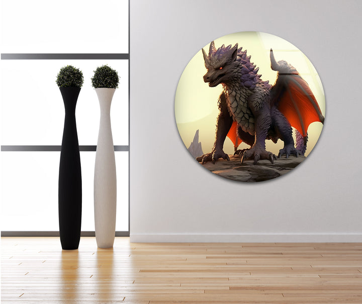 Let the power of the purple dragon inspire your space, captured in vivid detail on premium glass wall art.
