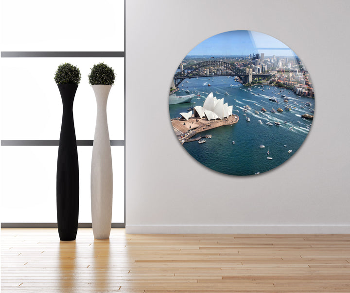 Sydney Opera House Glass Wall Art – Iconic View of Australia's Landmark & Harbour Bridge