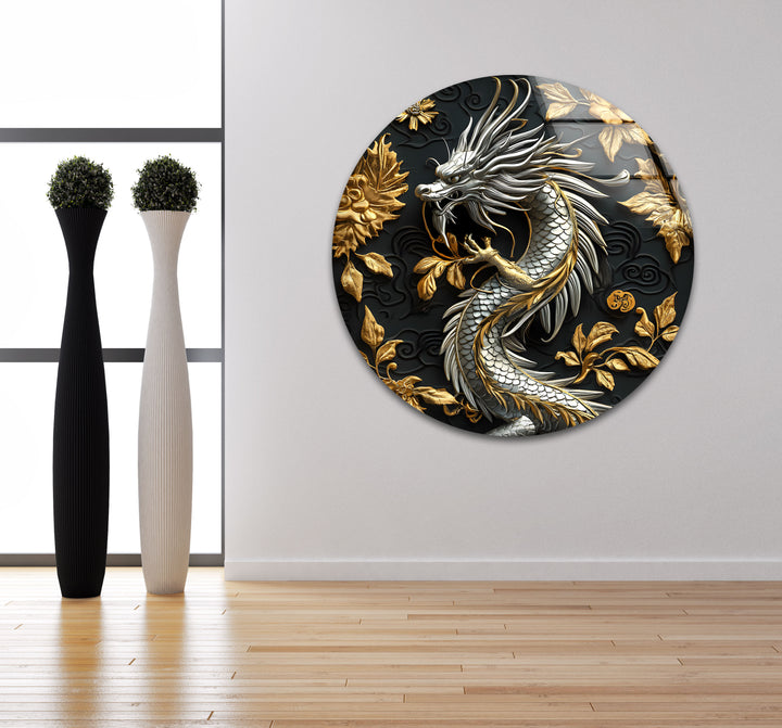 Premium dragon glass wall art with exquisite craftsmanship and deep contrast.
