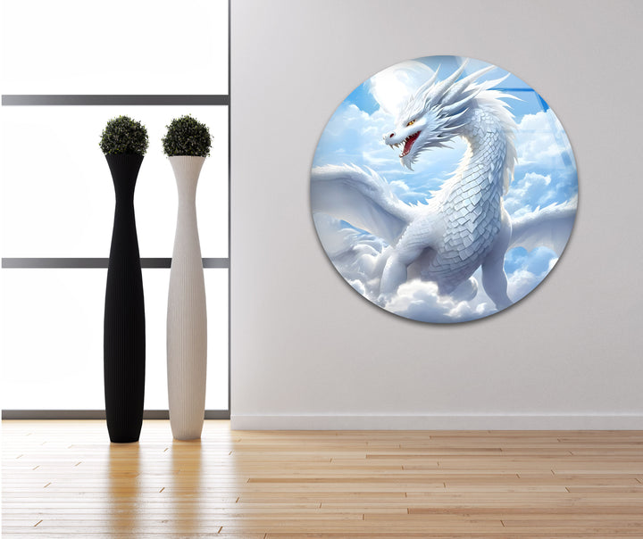 White Dragon: A breathtaking dragon in the sky for a fantasy touch.
