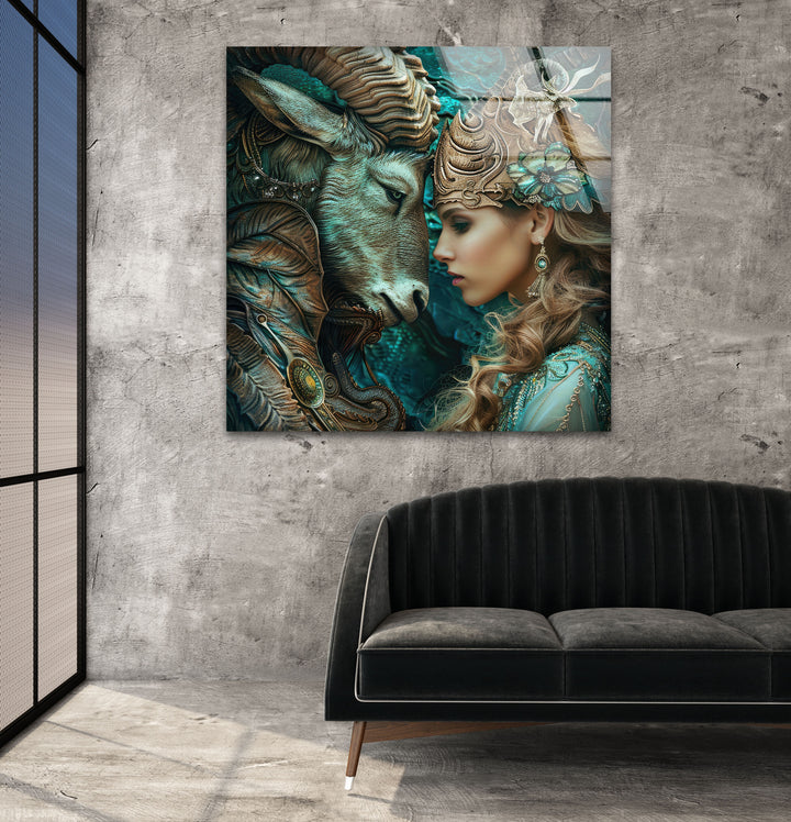 Zodiac with Woman Glass Wall Art glass photo prints, glass picture prints
