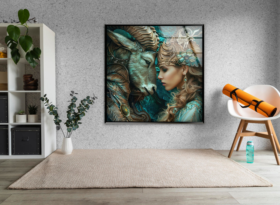 Zodiac with Woman Glass Wall Art large glass photo prints, glass wall photos
