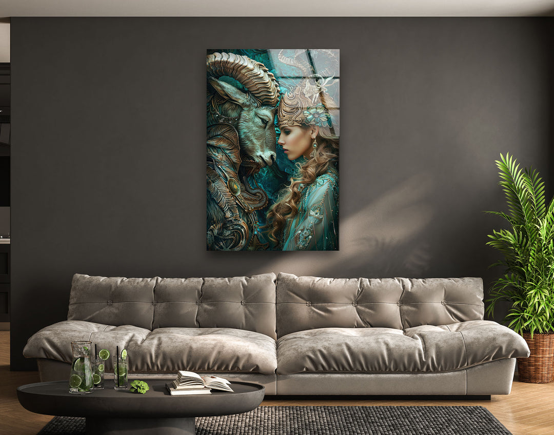 Zodiac with Woman Glass Wall Art glass pictures for Wall, glass prints wall art
