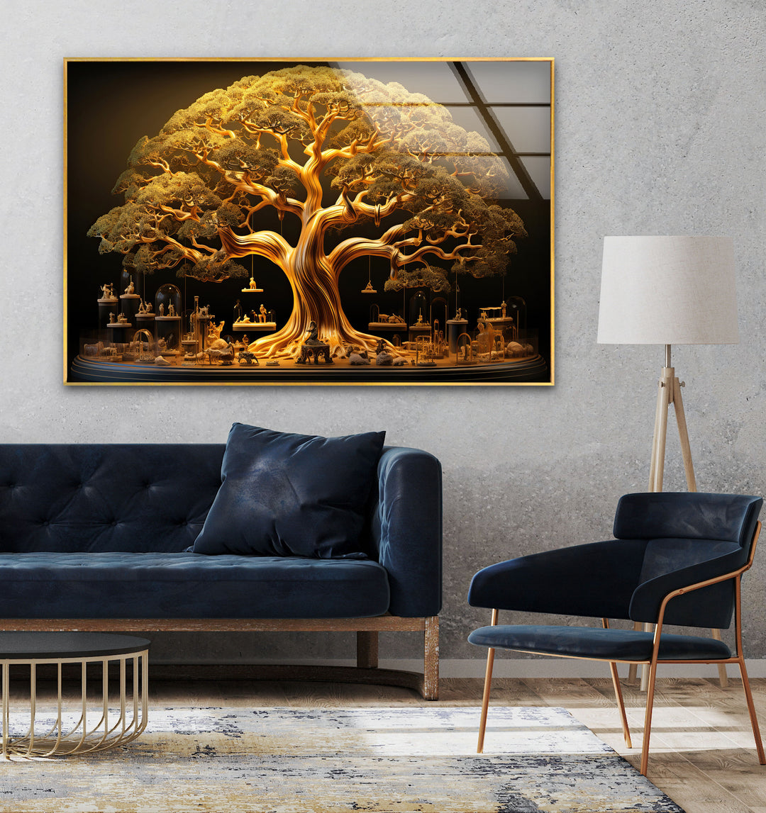 Golden Tree Glass Wall Art, glass image printing, glass prints from photos