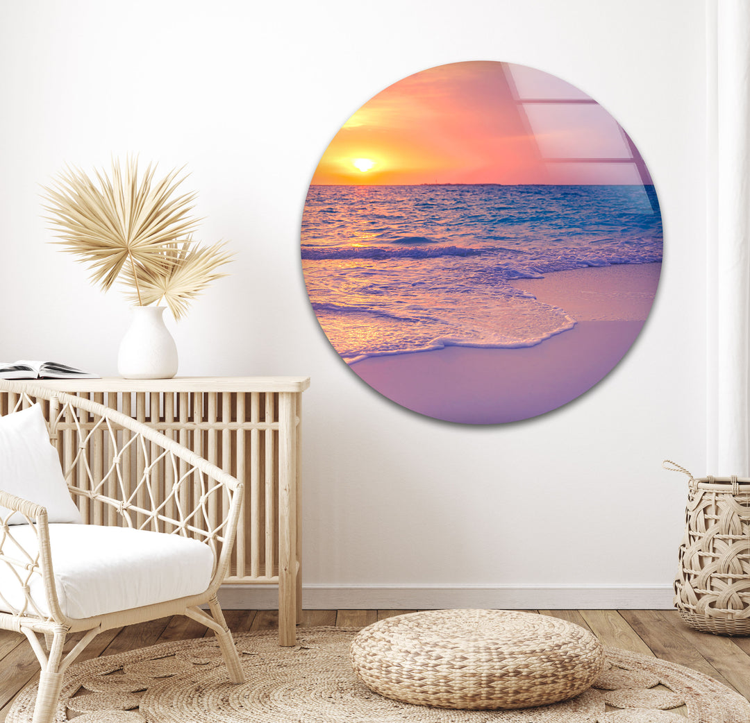 Empty Sunset Beach Glass Wall Art glass image printing, glass prints from photos