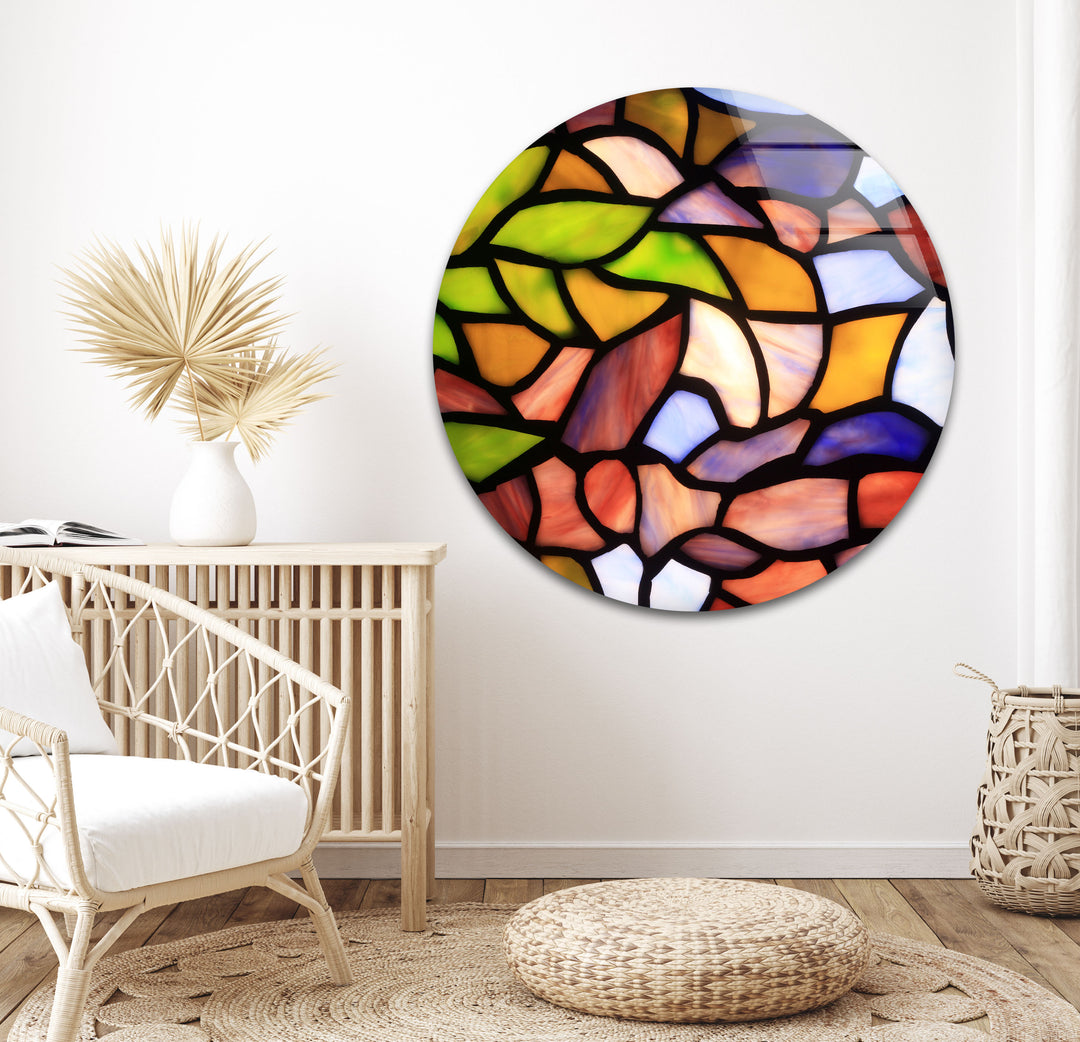 Stanied Colored Leafs Glass Wall Art large glass photo prints, glass wall photos