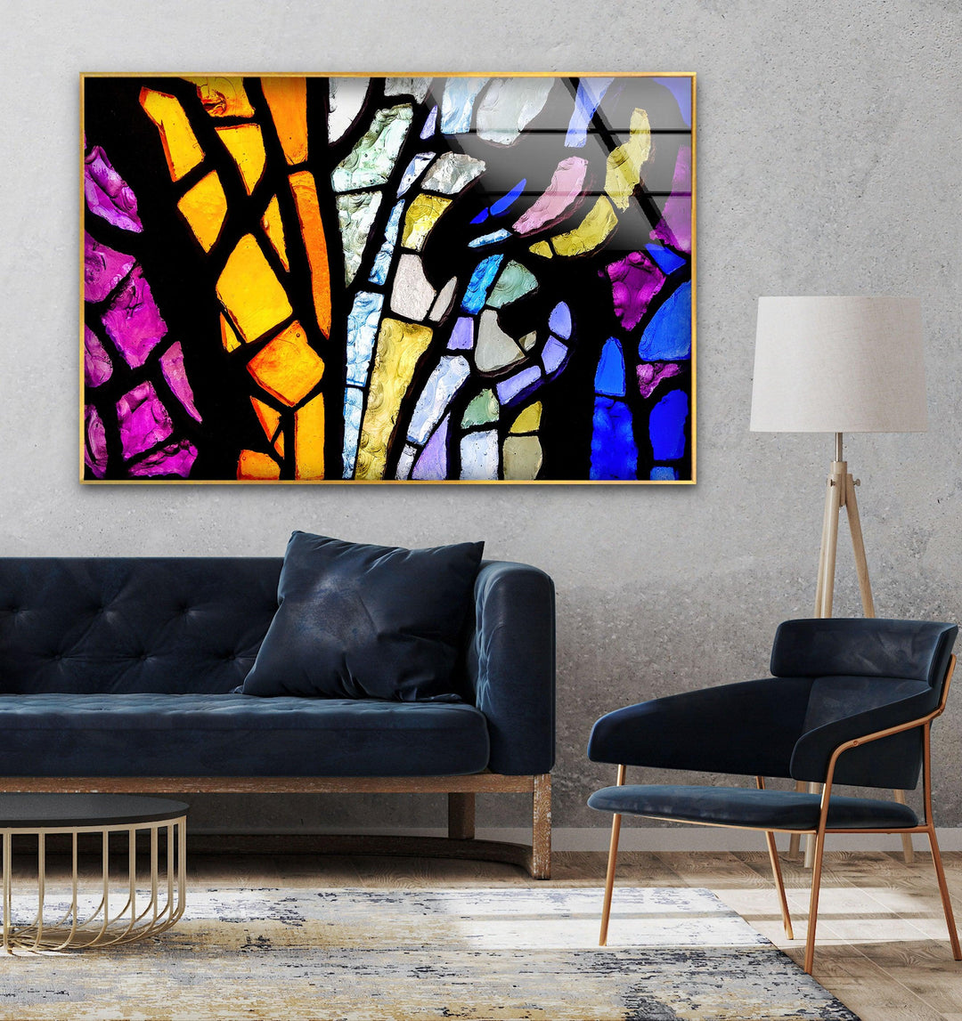 Bright Colorful Stained Glass Wall Art glass art painting, glass art for the Wall