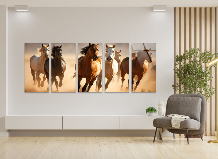 Wild Horses Galloping Glass Wall Art, print on glass, glass printed photos