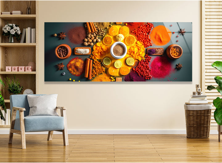 Various Spices Glass Wall Art, glass photo prints, glass picture prints