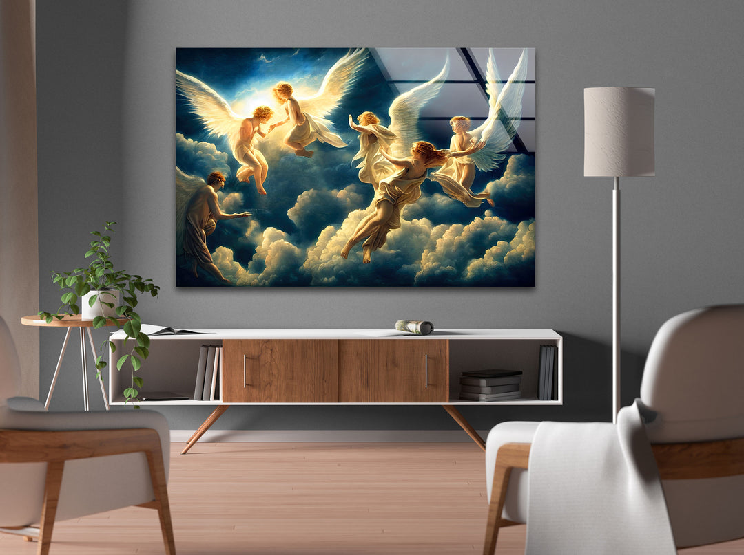 Heaven and Angels Print on Glass Art Pieces