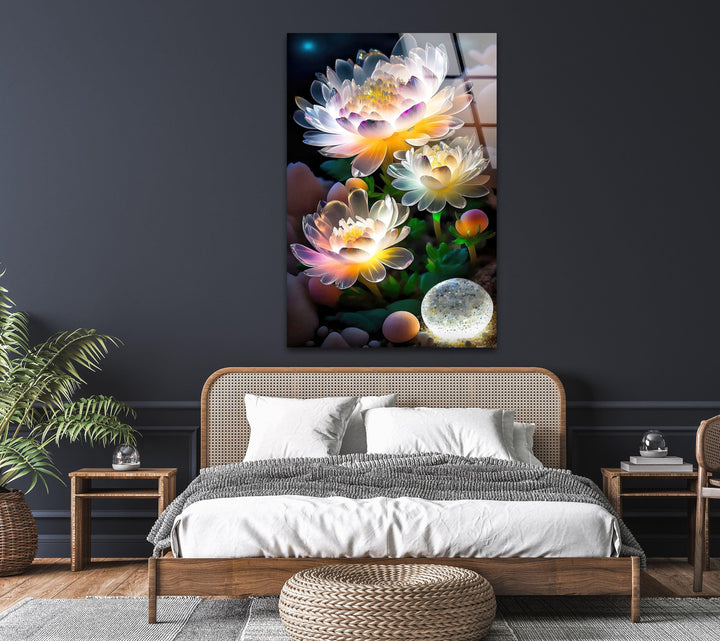 Luminous Lotus Flower Glass Wall Art, stained glass wall art, stained glass wall decor