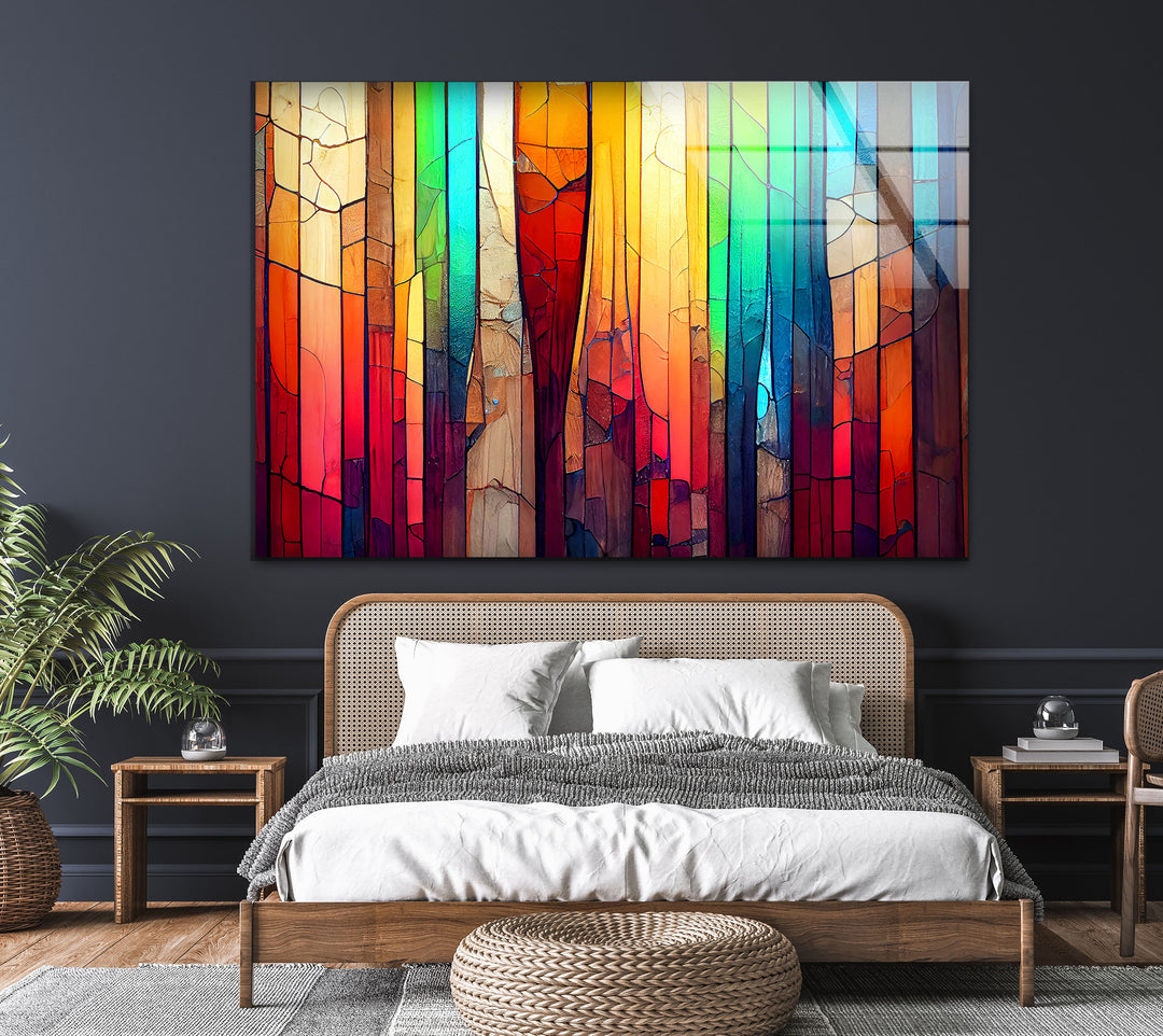 Stained Rainbow Glass Wall Art picture on glass wall art, photos printed on glass