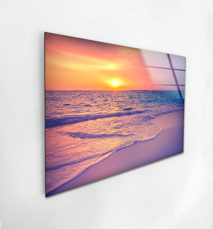 Empty Sunset Beach Glass Wall Art Glass Printing Wall Art, Print photos on glass