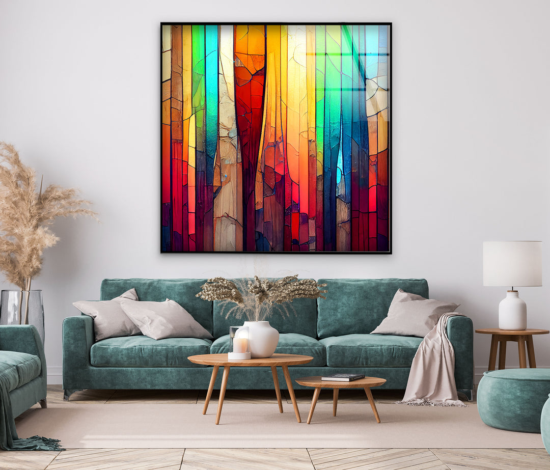 Stained Rainbow Glass Wall Art large glass photo prints, glass wall photos