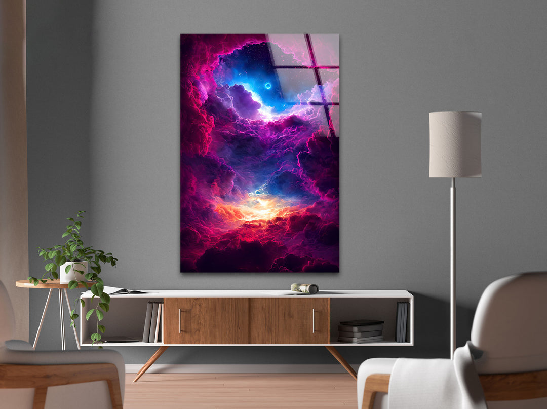 Surreal And Colorful Nebula Glass Wall Art photo print on glass, prints on glass wall art