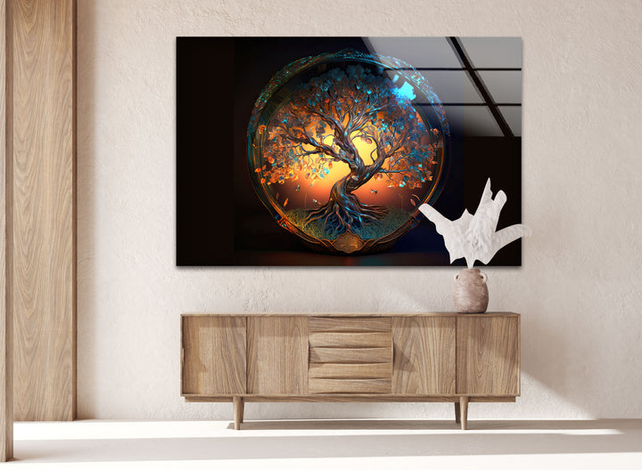 Tree Of Life Round Glass Wall Art, photo print on glass, prints on glass wall art