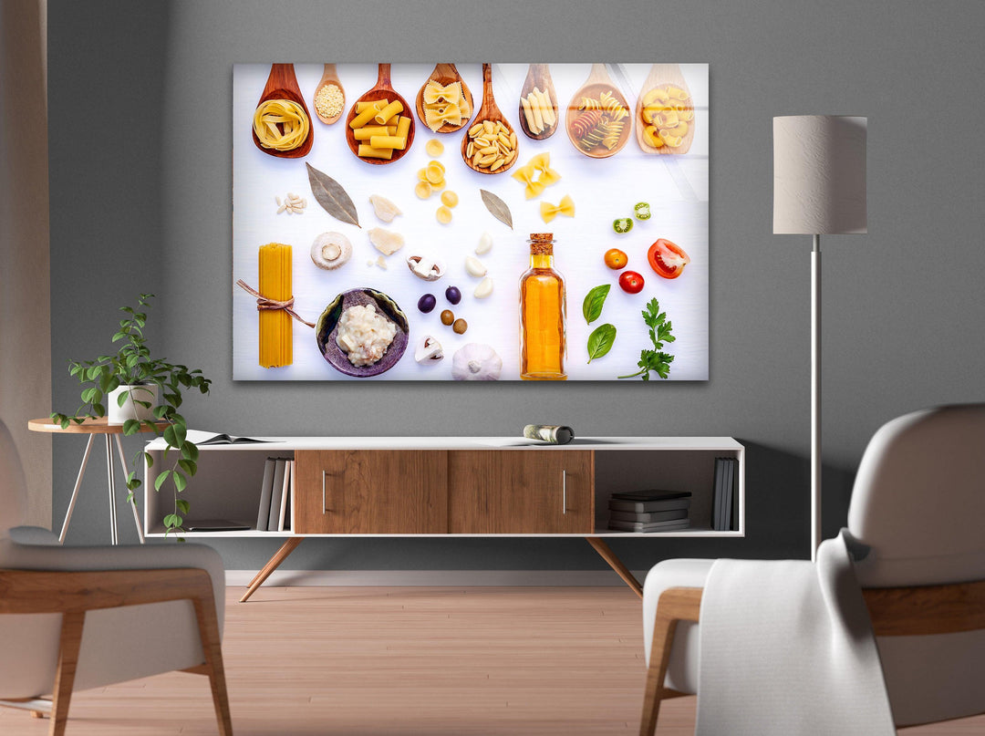 Bunch Of Pasta Glass Wall Art, picture on glass wall art, photos printed on glass