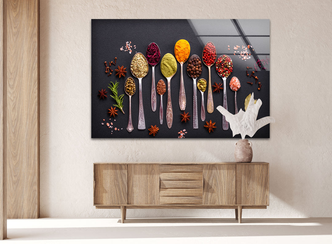 Tasty Spices Glass Wall Art, glass art painting, glass art for the Wall