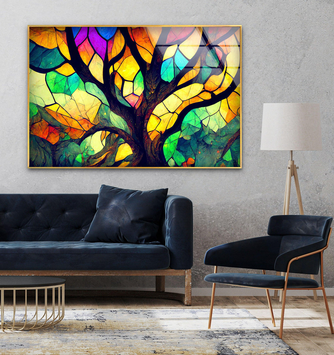 Stained Glass Window Tree Glass Wall Art, glass pictures for Wall, glass prints wall art