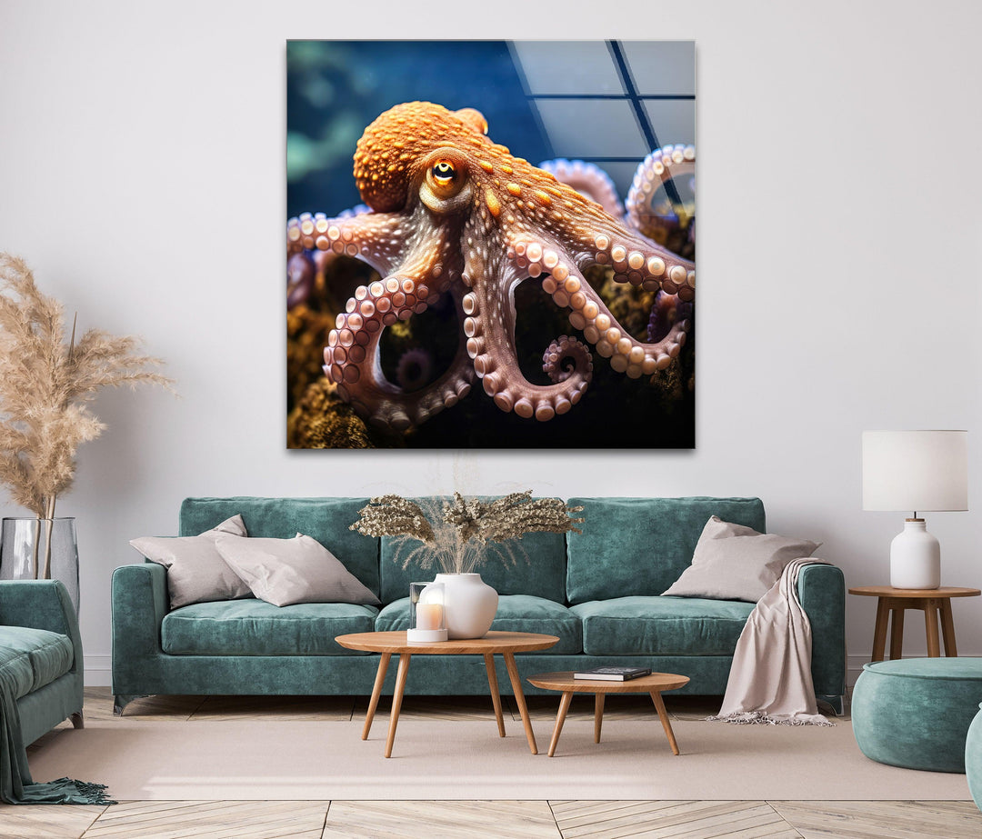 Octopus in Nature Glass Wall Art glass image printing, glass prints from photos