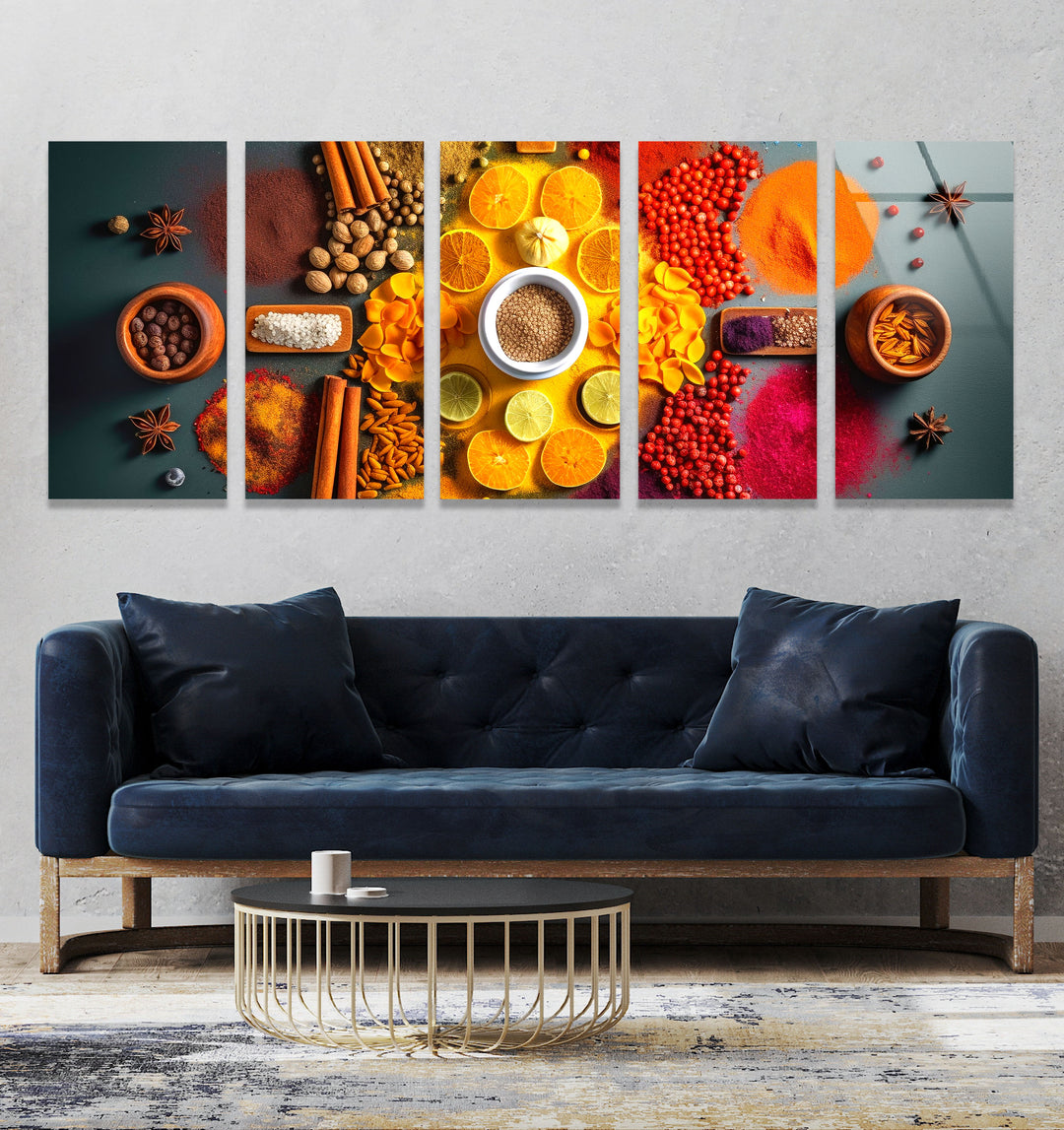 Various Spices Glass Wall Art, art glass wall art, glass wall art pictures