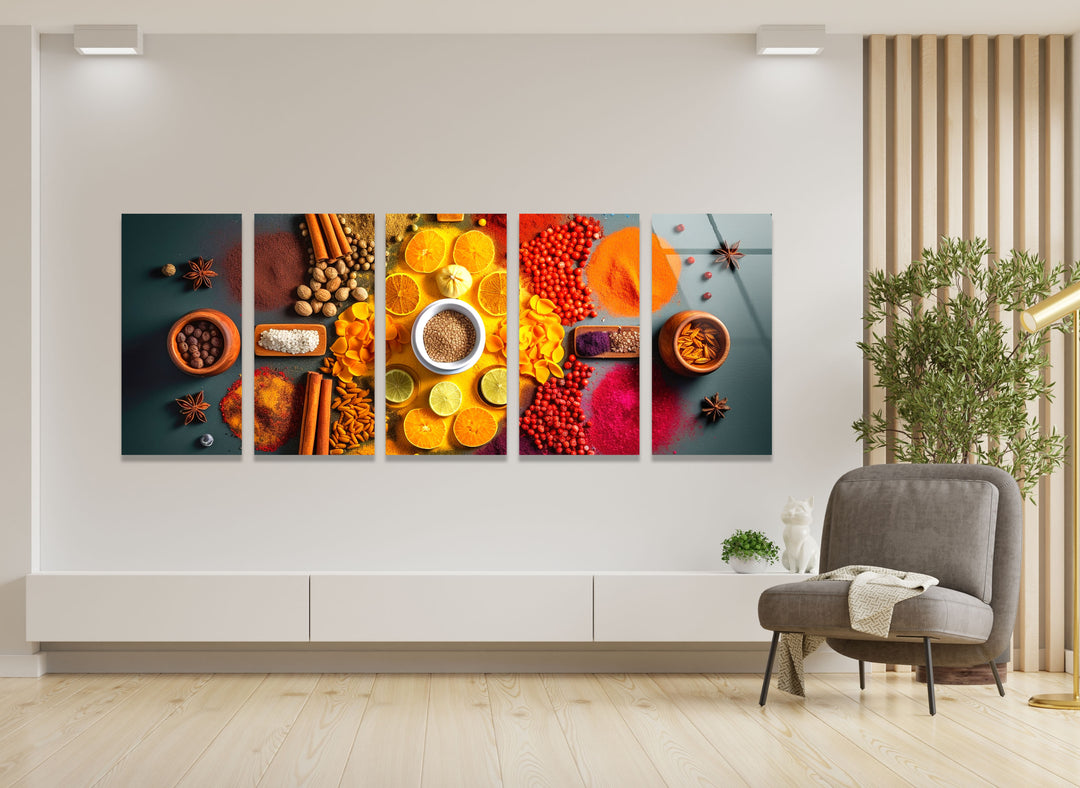 Various Spices Glass Wall Art, glass image printing, glass prints from photos