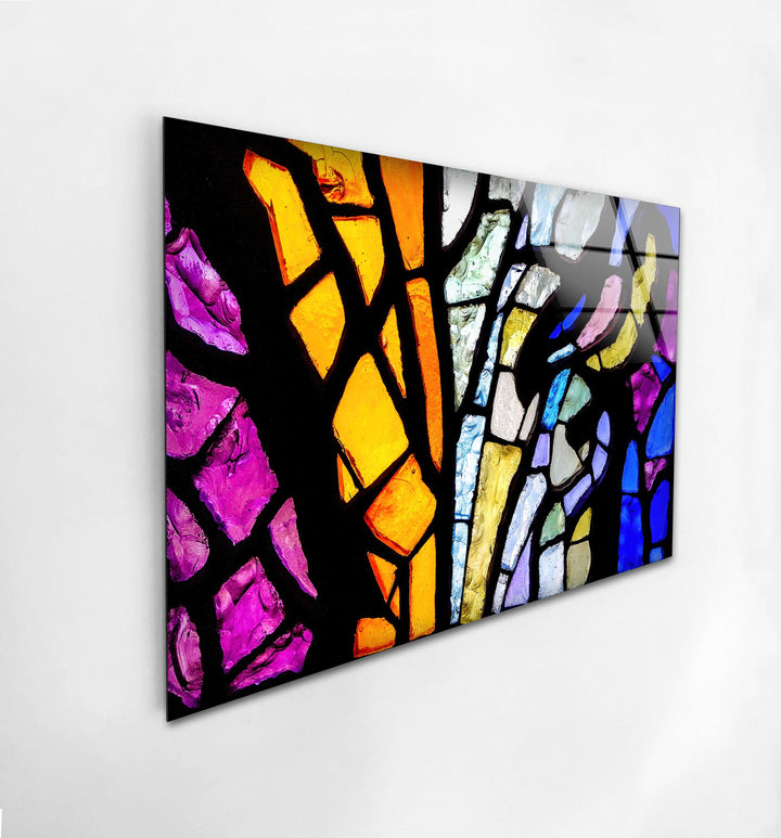 Bright Colorful Stained Glass Wall Art print on glass, glass printed photos