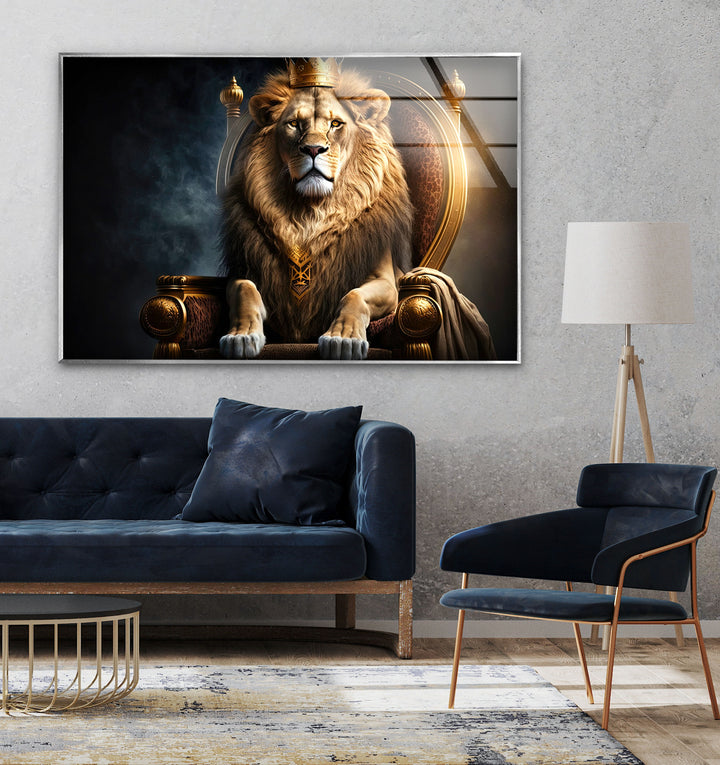 Lion King Glass Wall Art photo print on glass, prints on glass wall art