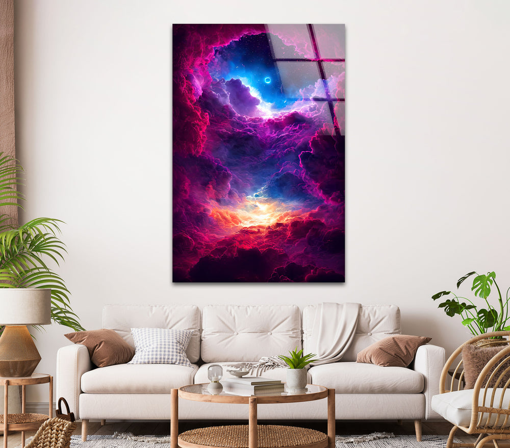 Surreal And Colorful Nebula Glass Wall Art glass art painting, glass art for the Wall