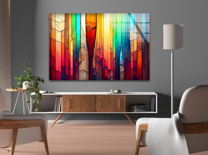 Stained Rainbow Glass Wall Art print on glass, glass printed photos