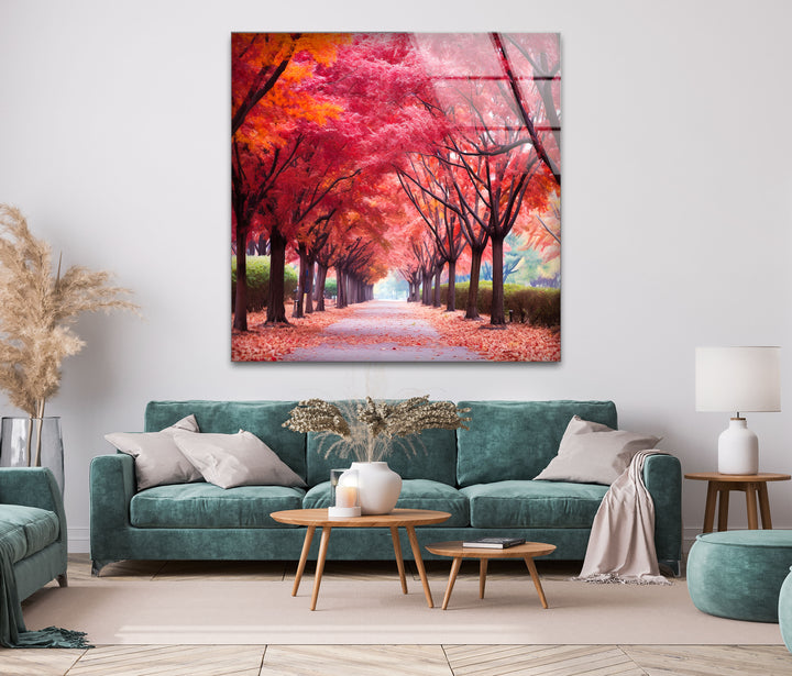 Spring Pink Trees Glass Wall Art Glass Printing Wall Art, Print photos on glass