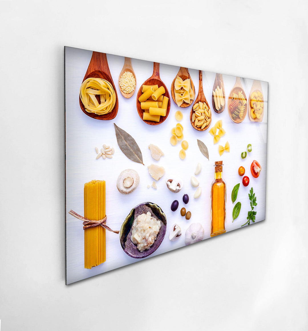 Bunch Of Pasta Glass Wall Art, custom glass photo prints, large glass prints