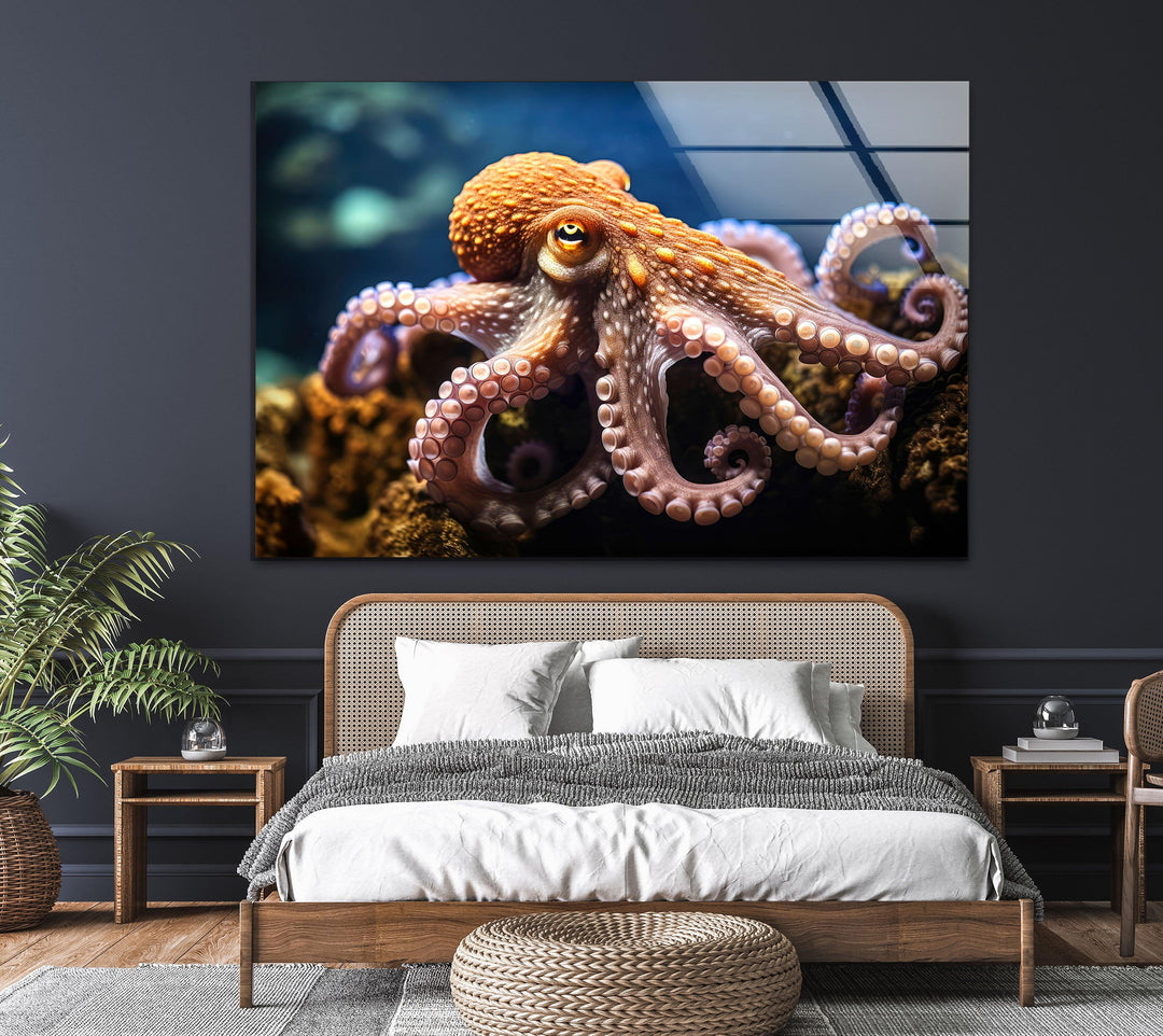 Octopus in Nature Glass Wall Art custom glass pictures, glass art prints