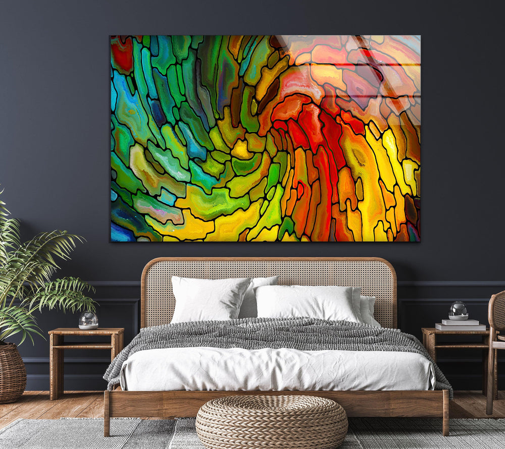 Stained Colored Mosaics Glass Wall Art picture on glass wall art, photos printed on glass