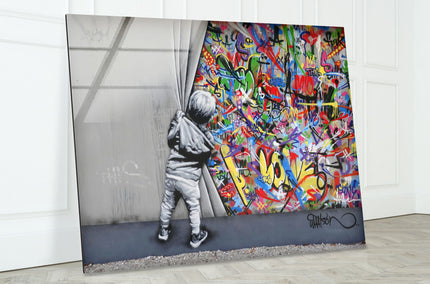 Banksy Street Art Graffiti Glass Wall Art