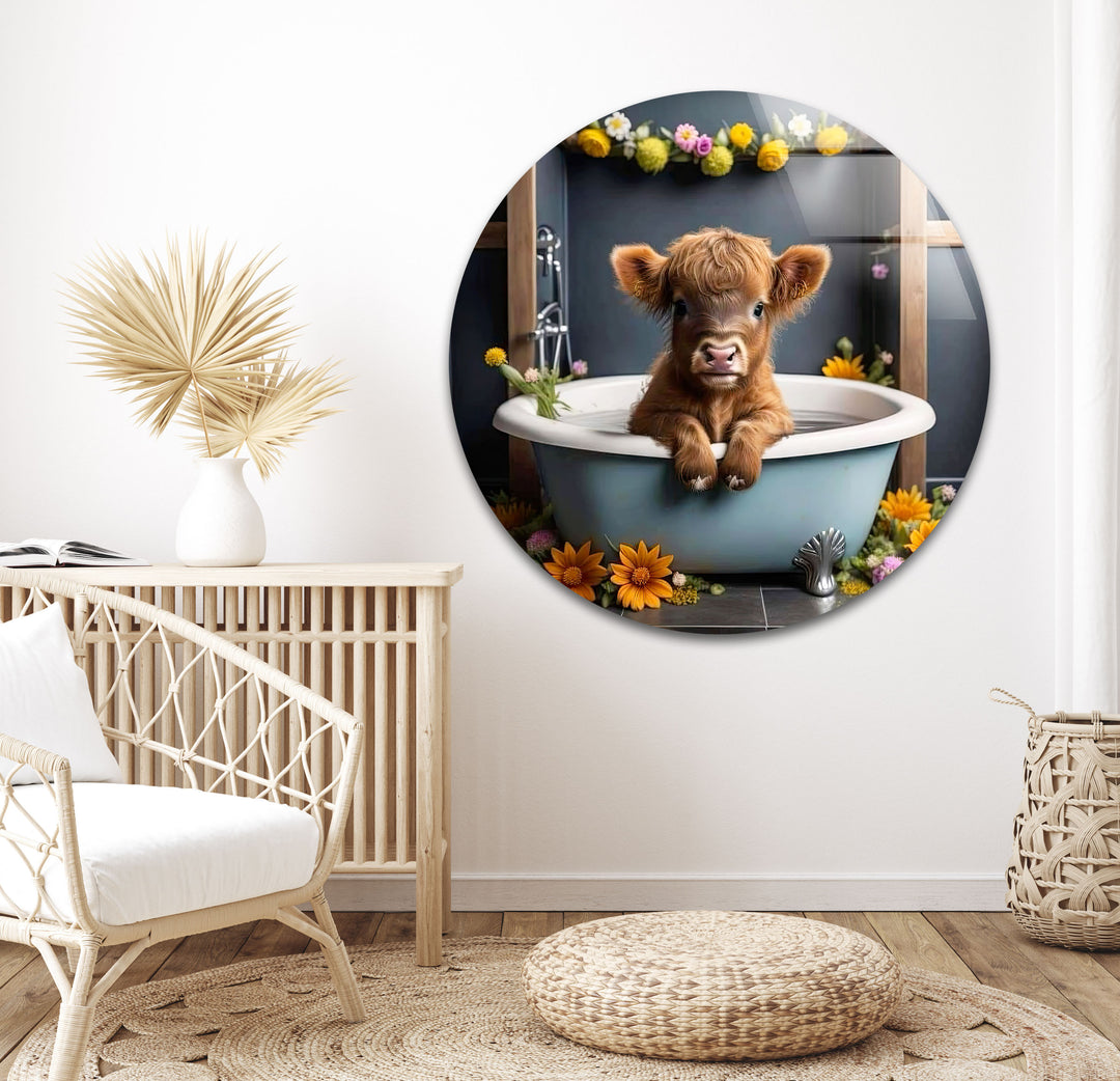 Cow in The Tub Glass Wall Art large glass photo prints, glass wall photos