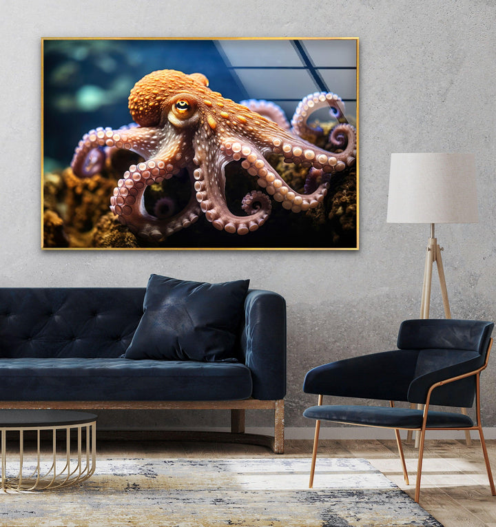 Octopus in Nature Glass Wall Art glass pictures for Wall, glass prints wall art