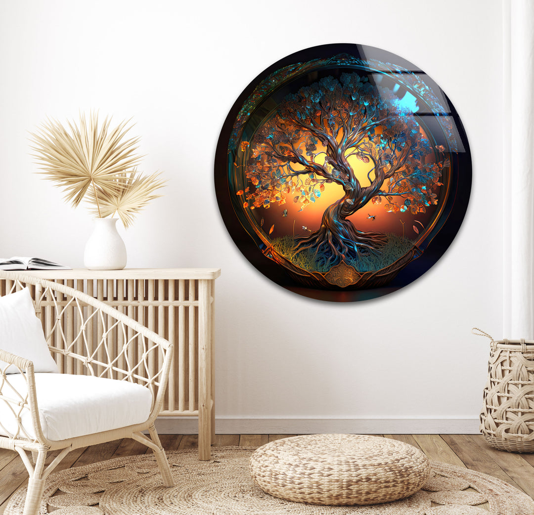 Tree Of Life Round Glass Wall Art, glass pictures for Wall, glass prints wall art